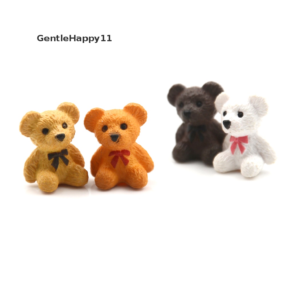 Gentlehappy 4pcs/lot Bear Angka Patung Hewan Taman Peri Mini Miniatur id