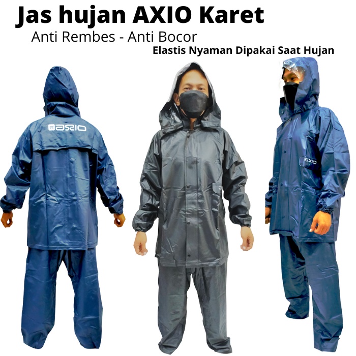 Jas Hujan AXIO Karet Rubber Pria Wanita Dewasa Tebal Anti Rembes Anti Bocor Raincoat Mantel Hujan AXIO 100% Original
