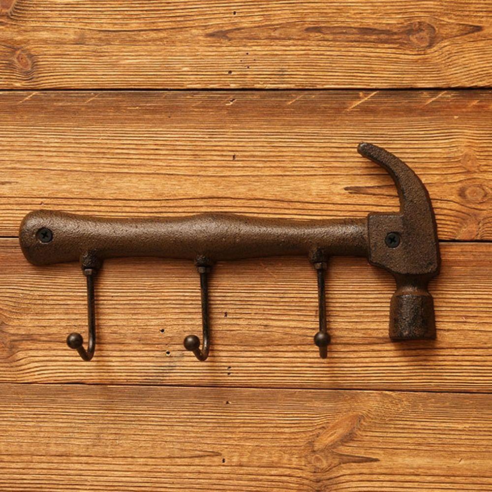 [Elegan] Hook Retro Hias Untuk Toko Bar Taman Yang Dipasang Di Dinding Berbentuk Palu 3-Hook Key Holder