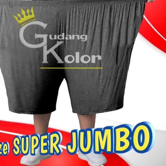 Celana Pendek Pria Big Size Polos Santai Kaos 7/8 Jumbo - Hitam