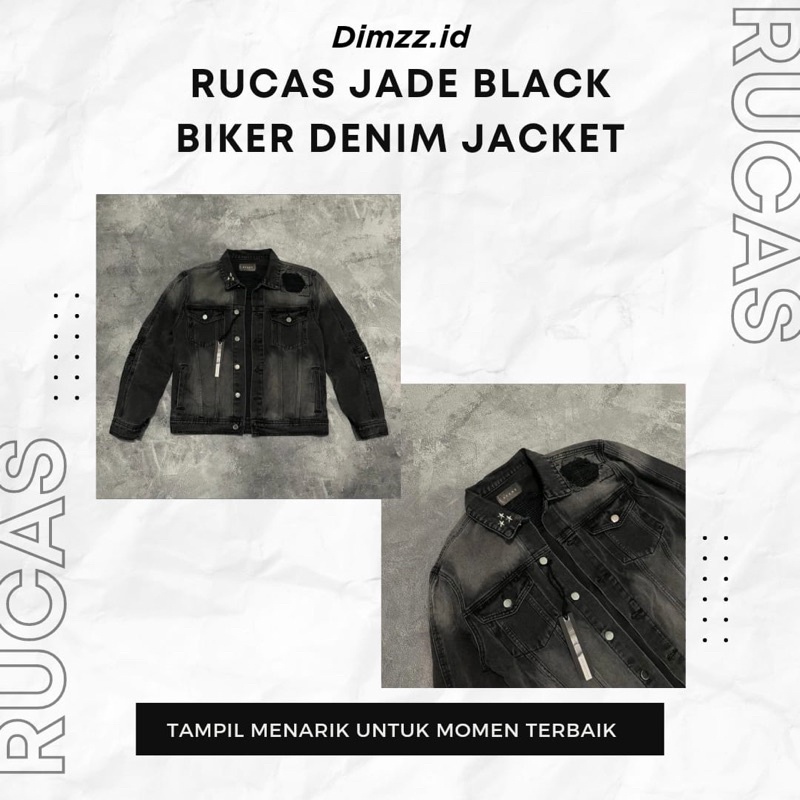 Rucas Jade Black Biker Denim Jacket