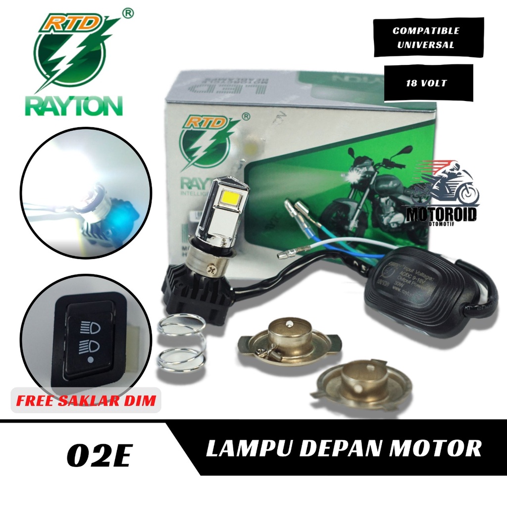 Lampu Motor RTD M02E FREE BONUS SAKLAR DIM ON OFF 3 TITIK 35W 6 Sisi 6 MATA