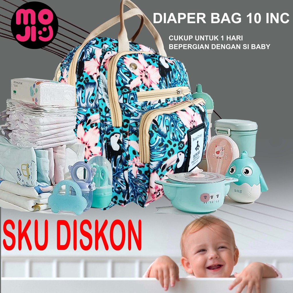 MOJI - Tas Ransel Diaper Bag MONOBE / Tas Perlengkapan Bayi / Tas Popok Pampers / Tas Multifungsi Ukuran 10 Inch