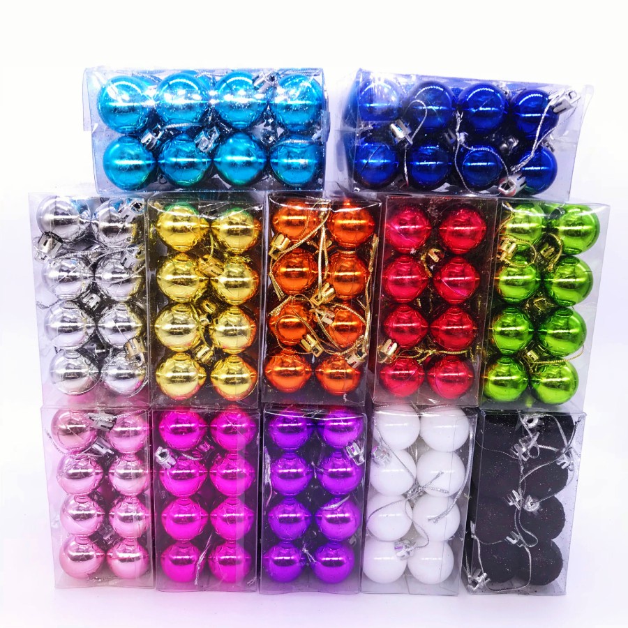 BEST PRODUCT Bola Natal Gliter isi 12 Hiasan Pohon Natal Dekorasi Parcel Natal / Bola natal / Hiasan