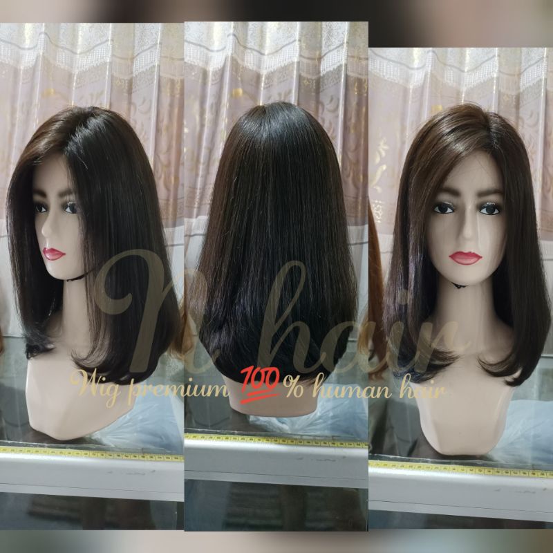WIG PREMIUM RAMBUT ASLI, 100% human hair bob layer