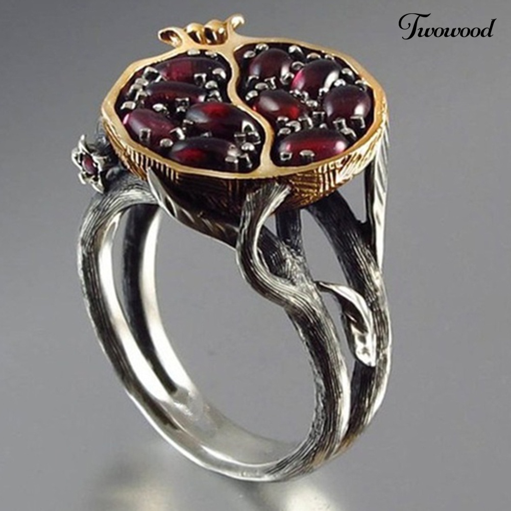 Cincin Batu Permata Delima Imitasi Gaya Vintage Untuk Wanita