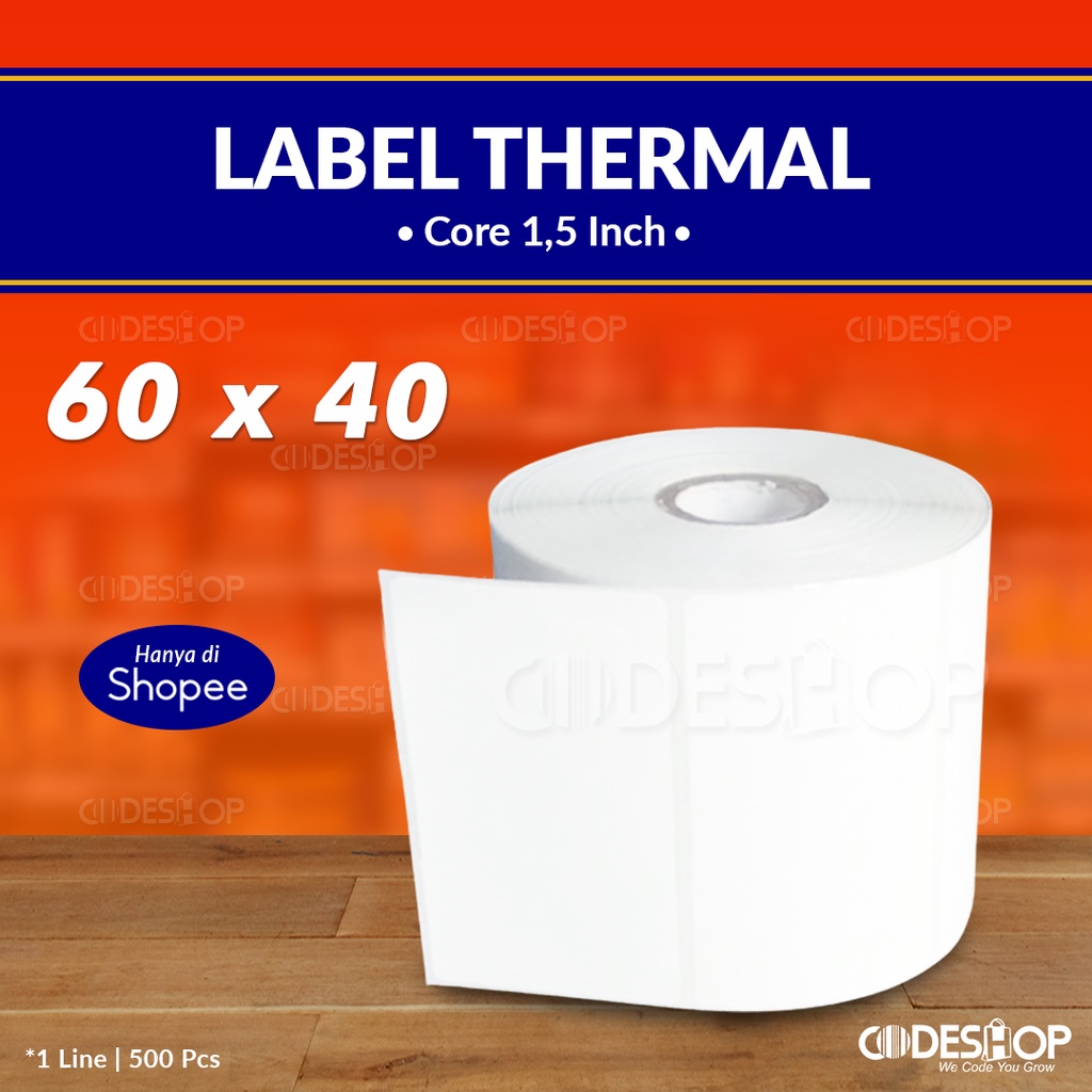 LABEL THERMAL 60 x 40 | 1 LINE (500 PCS)