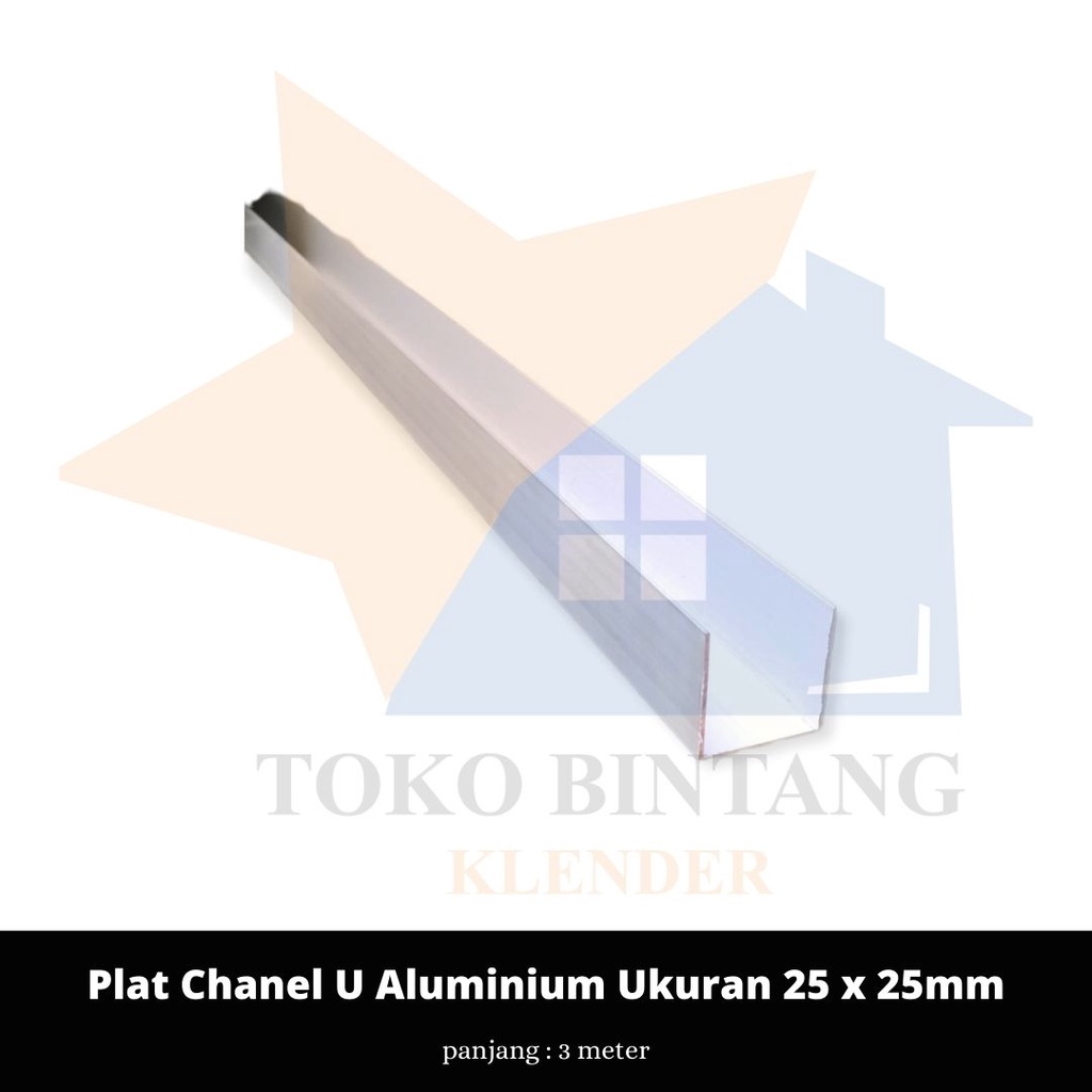 Plat Chanel U Alumunium Ukuran 25 x 25mm