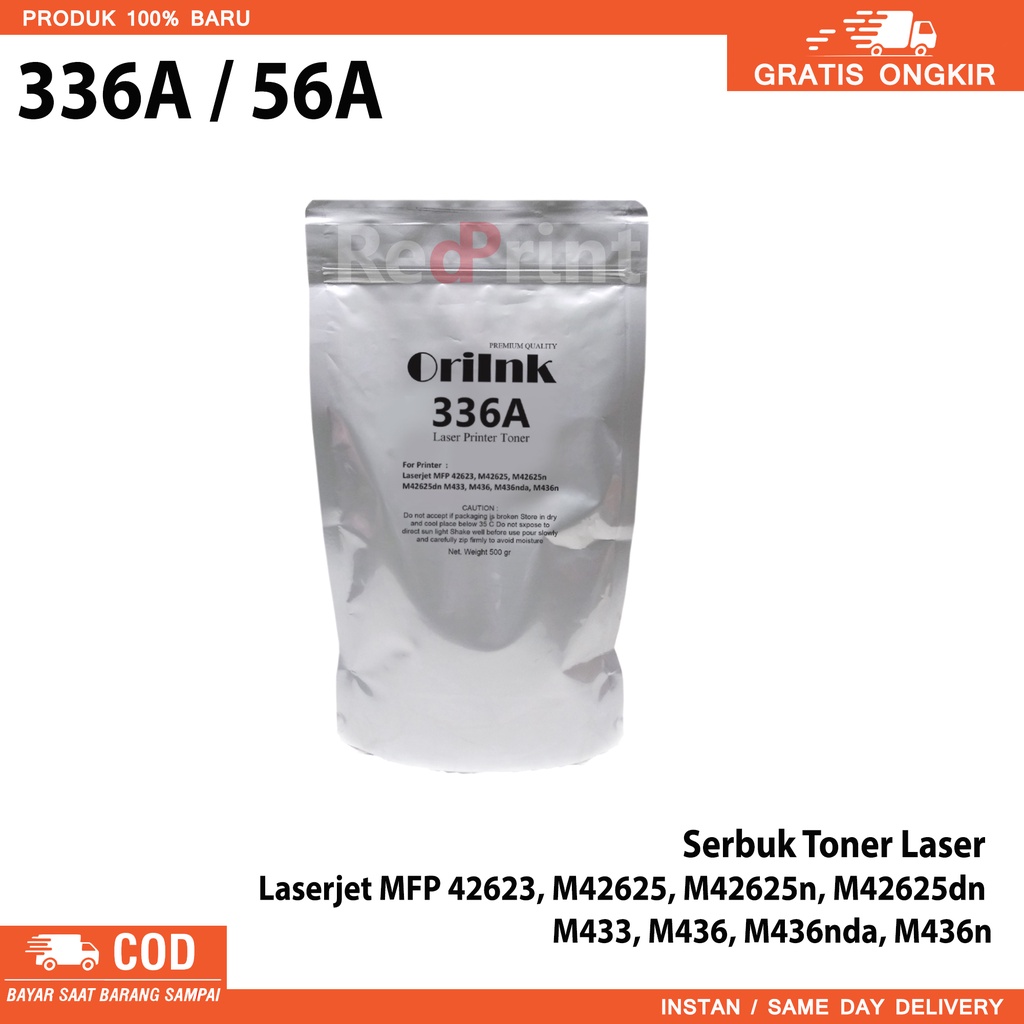 Serbuk Refill Toner 56A/ 336A Printer hpLaserjet MFP 42623, M42625, M42625n, M42625dn  M433, M436, M436nda, M436n