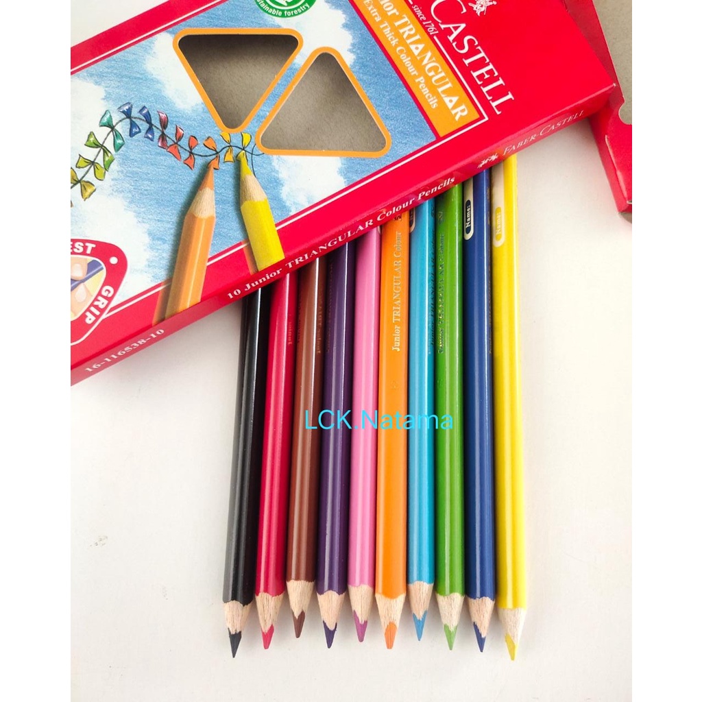 

Faber Castell Junior Triangular extra thick colour pencils 10 warna pinsil warna pensil color warna menggambar mewarnai kertas gambar bisa untuk kado TK pemula belajar menulis