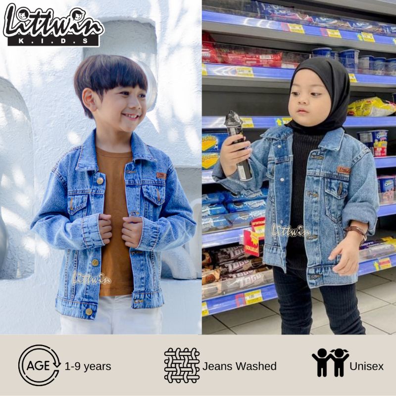 (1-11 tahun) Jaket Anak Denim Washed PREMIUM / Jaket Anak Jeans Washed