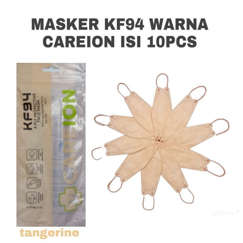 KF94 MASKER FACEMASK MOUSON / CAREION / ONCARE 4PLY ISI 10 PCS WARNA HITAM - PUTIH-TANGERINE CI / KF94