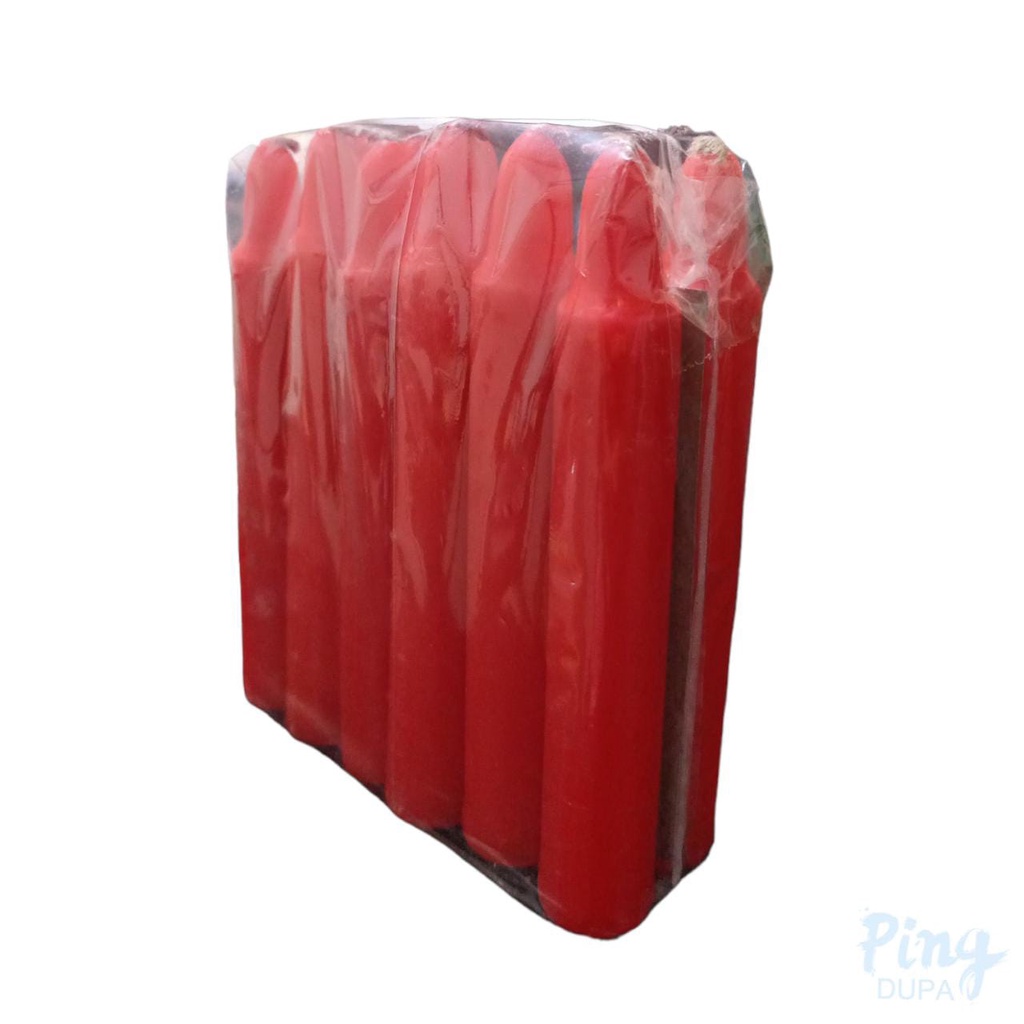 Lilin Lampion SK12 Warna Merah Isi 12 Batang Red Candle Import