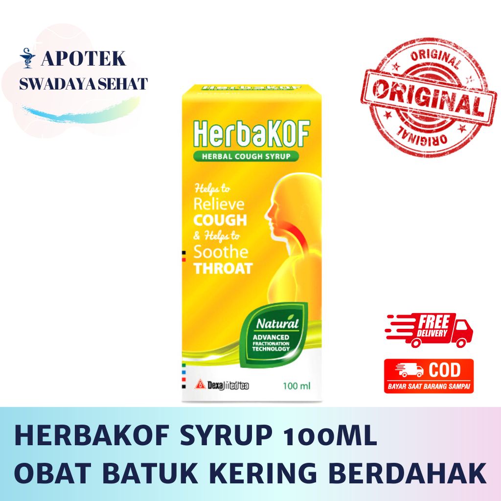 HERBAKOF SYRUP 100ML - Obat Batuk Kering Atau Berdahak Sirup 60ML Gatal Tenggorokan