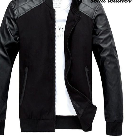 jaket pria semi kulit 01 - Hitam, S