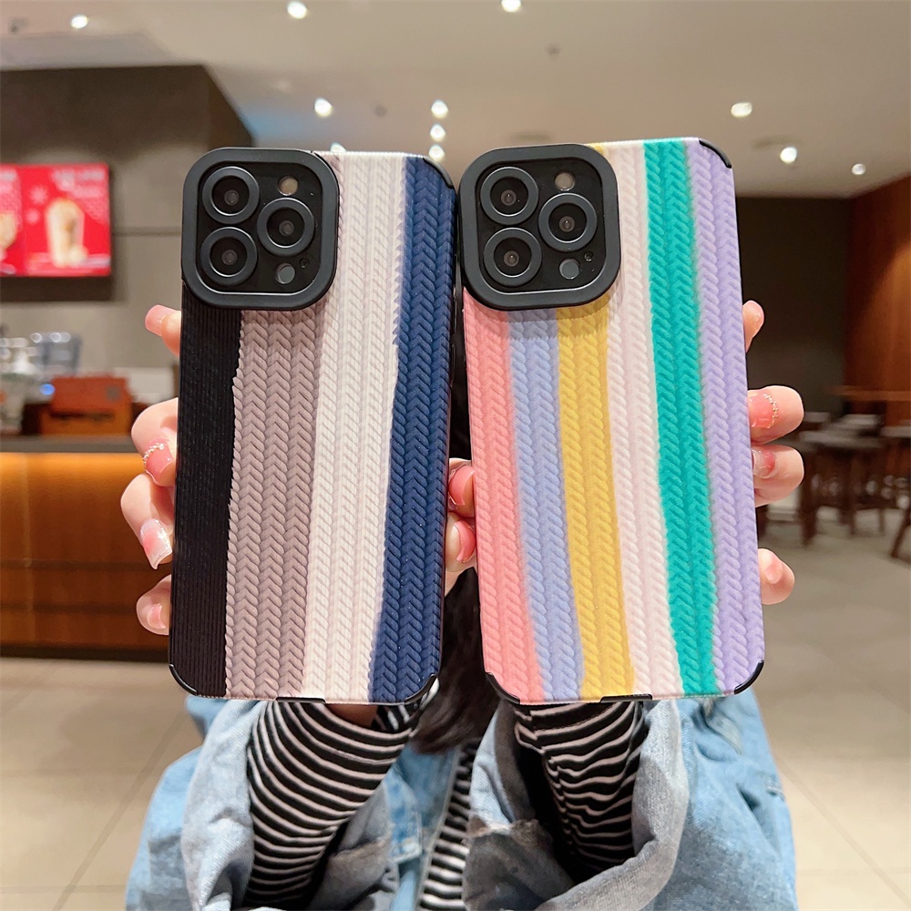 Soft Case Warna Permen Pelangi Untuk iPhone 14 13 12 11 Pro Max 14 Plus 7 8 Plus X Xs Max XR