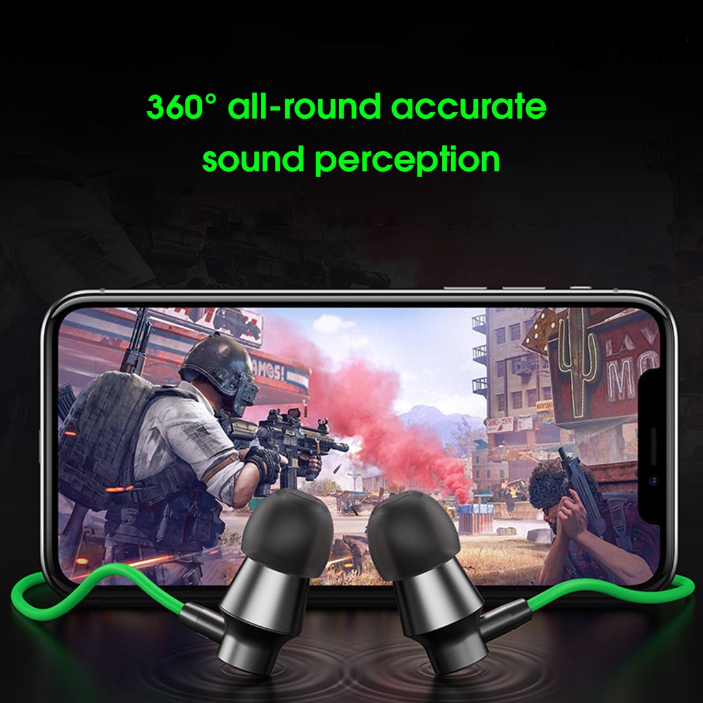 (VNEP) (Berkabel) V7 Earphone High Fidelity Cerdas Membatalkan Kebisingan Universal 3.5mm Tipe-C Stereo Olahraga In-Ear Gaming Earbud untuk Menelepon