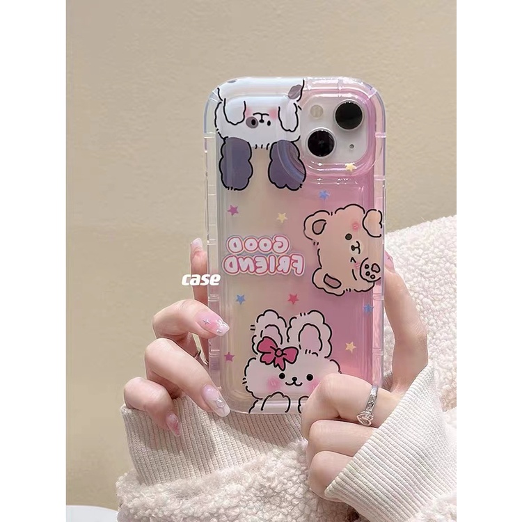 Soft Case Silikon TPU Transparan Motif Kelinci Beruang Untuk IPhone 14 13 12 11 Pro X XR XS Max 6 6S 7 8 Plus