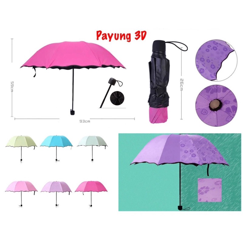 Jual Sp Payung Lipat 3d Magic Umbrella Portable Ajaib Kena Hujan