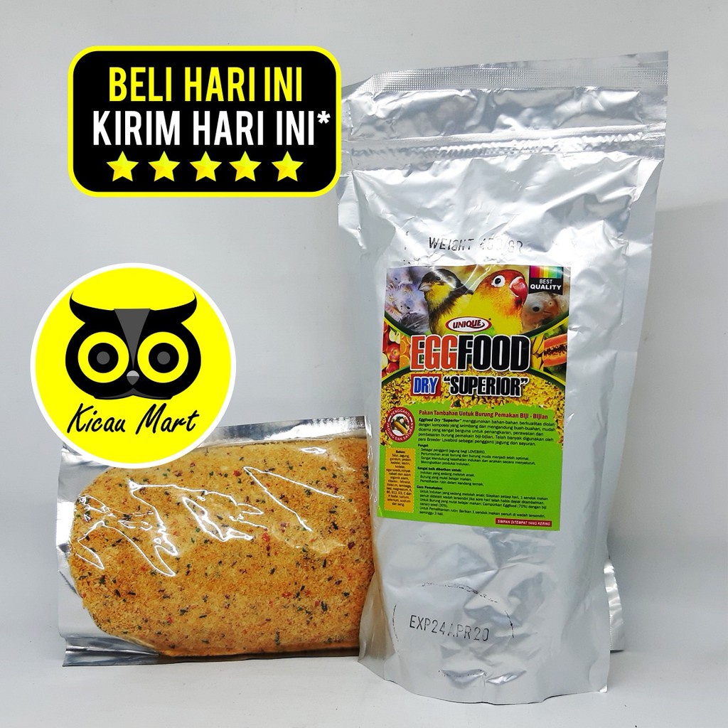 PAKAN MAKANAN BURUNG KENARI LOVEBIRD FINCH EKSTRA EF EGG FOOD DRY SUPERIOR UNIQUE 450 GRAM EGGUNIQUE