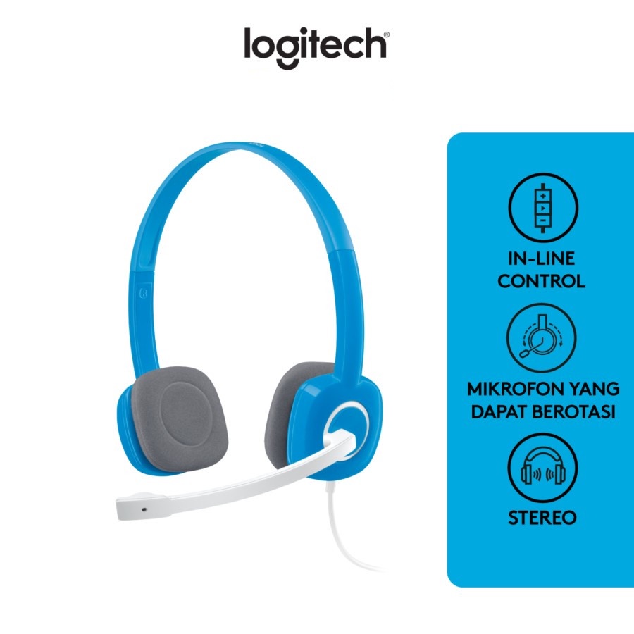 Logitech H150 Headset Stereo Dual Plug - Sky Blue TOP