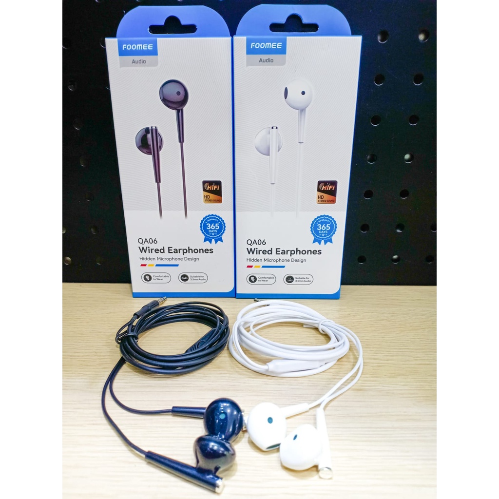 Headset Stereo With Mic FOOMEE QA06 Jack 3.5mm Handsfree Hifi Earphone Stereo Sound HD