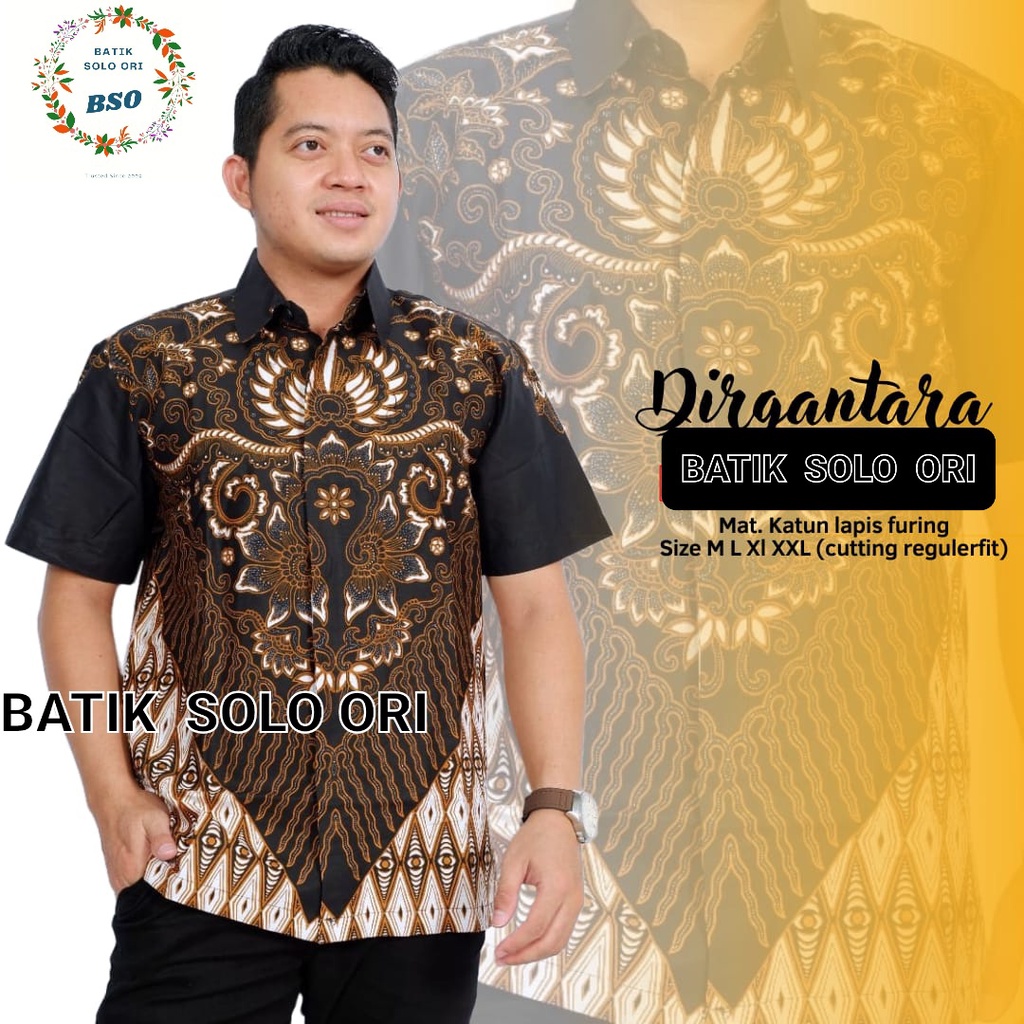 KEMEJA BATIK DIRGANTARA PENDEK BATIK PRIA MEWAH PREMIUM BATIKSOLO ORI BajuBatik Pria Modern Baju Bat