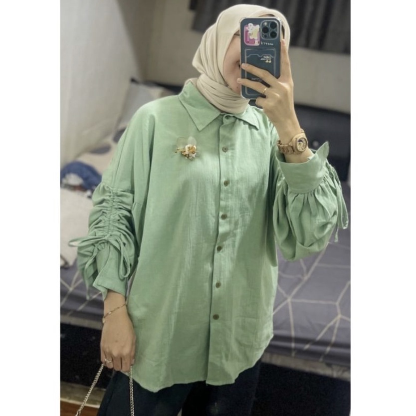 BEFAST - ZFS OOTD Blouse MAYA / LUNAMAYA CRINCLE BLOUSE ATASAN WANITA CRINCLE LENGAN SERUT / Atasan Wanita Lengan Panjang Serut / Blouse Keluaran Terbaru / Pakaian Casual Kerja Wanita / Blouse Polos Termurah / Fashion Kekinian Remaja ABG Trendy