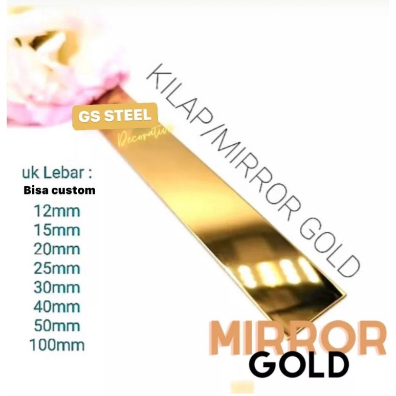 LIST PLAT STRIP MIRROR GOLD ROSE GOLD BLACK MIRROR GOLD HAIRLINE STAINLESS STEEL 201 UK LEBAR X 305CM X 0,8MM