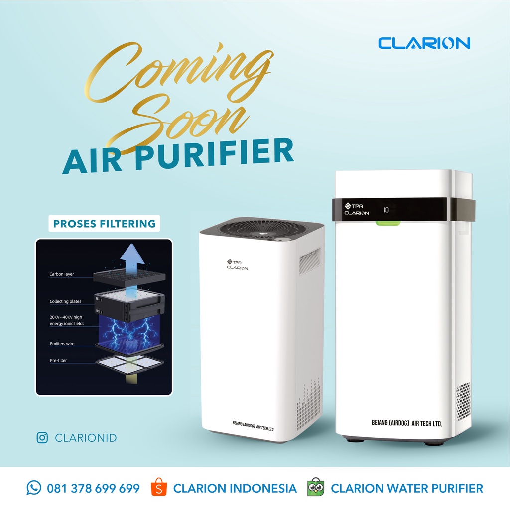 Air Purifier CLARION-TPAX5. Pemurni Udara. Electrostatic Air Purifier. Air Purifier Non HEPA Filter