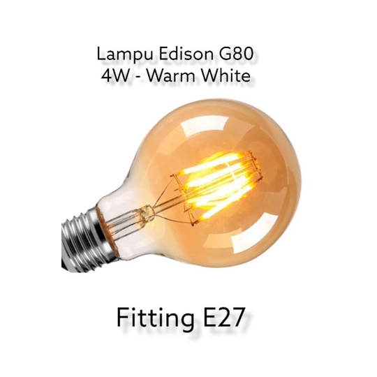 MYVO Lampu Edison G80 4Watt Warm White / Lampu Edison Filament 4 Watt G80