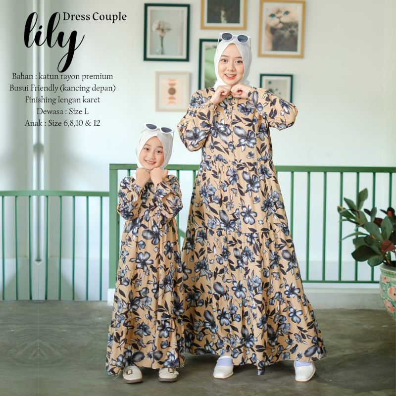 BeautyOne - Homey Dress Lily Jumbo Gamis Ibu dan Anak Couple Dress Flower Bahan Katun Rayon Premium Nyaman Dipakai | Bisa COD