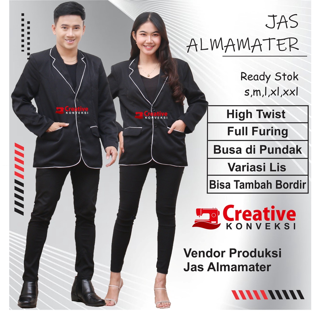 (BISA COD) Jas Almamater hitam lis putih full furing , Jas Osis, Jas Sekolah SMP, jas pondok pesantren / blazer hitam