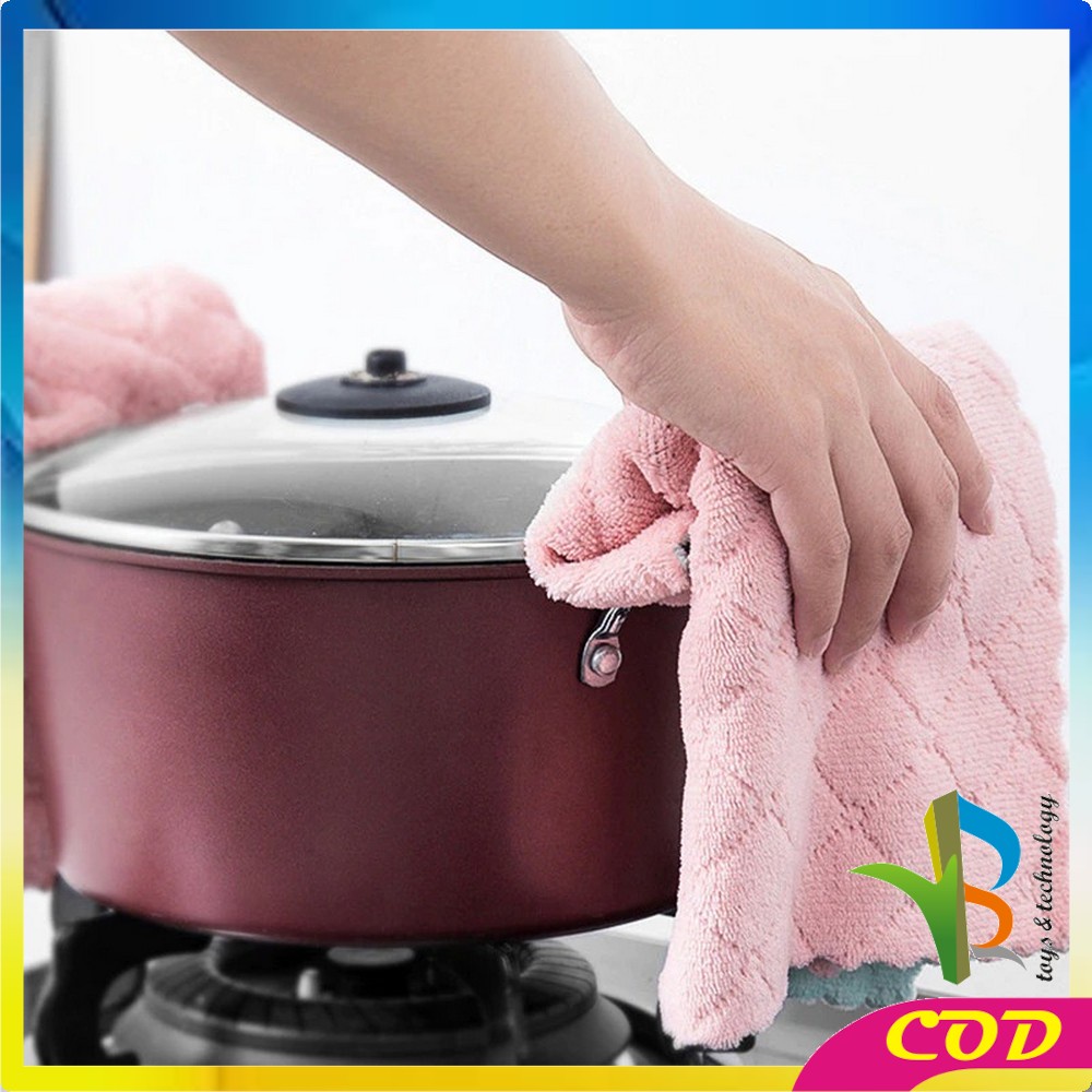 RB-C225 Kain Lap Piring Anti Minyak Bahan Coral Fleece / Kain Lap Dapur Microfiber Serap Air Murah