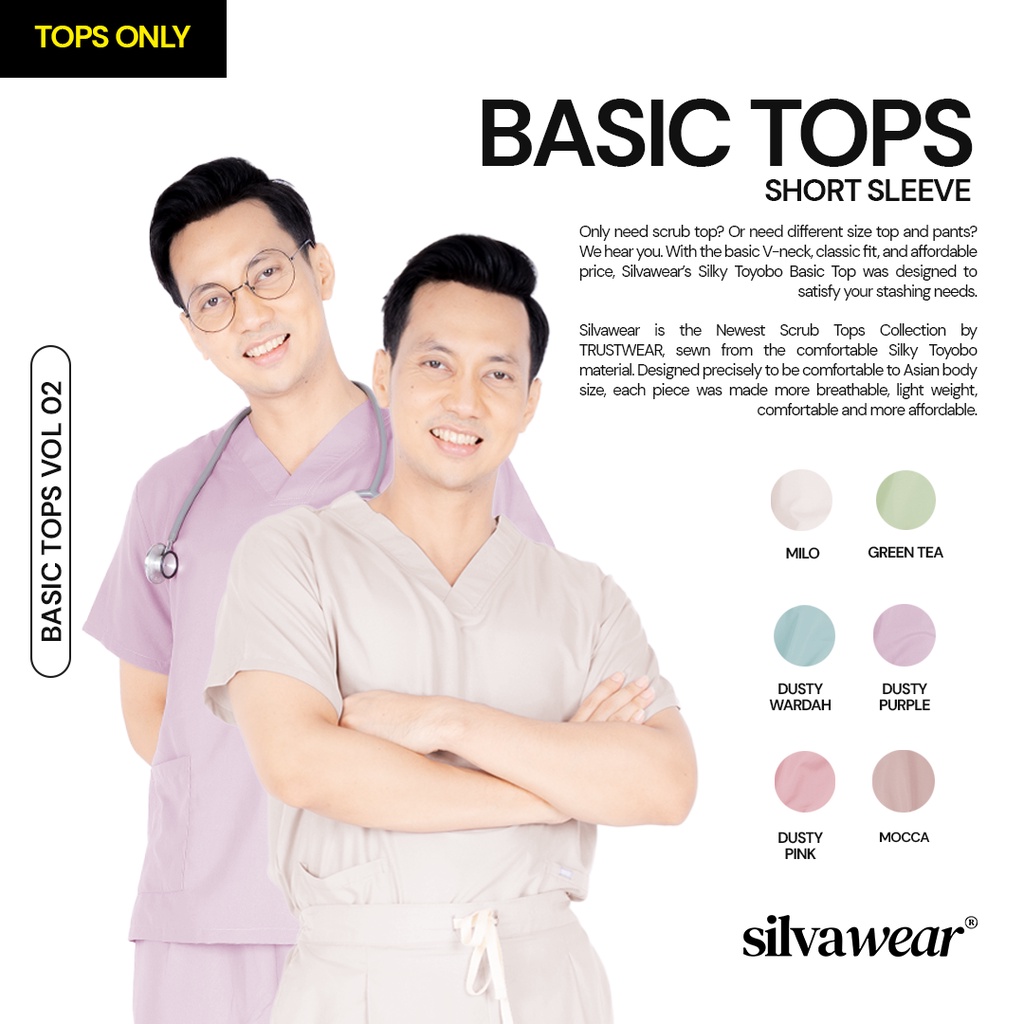 Doctor's Scrub / Baju Jaga OKA OK Perawat/Dokter Lengan Pendek II SILVAWEAR Hanya Baju Saja