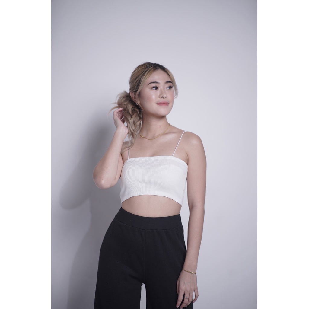 Yoru - Tank Crop Top Tali Spaghetti Putih - Kemben/Kamisol/Tube Top/Tube Tank