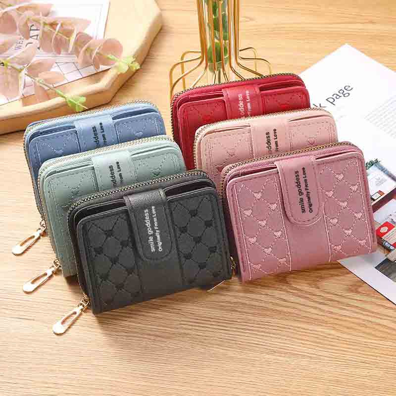 ASIN829 Dompet Wanita Korea Baru Ritsleting Pendek Dompet Koin Lucu 916 Dompet Koin Fashion Dompet Mode Multifungsi Dompet Lipat Pendek