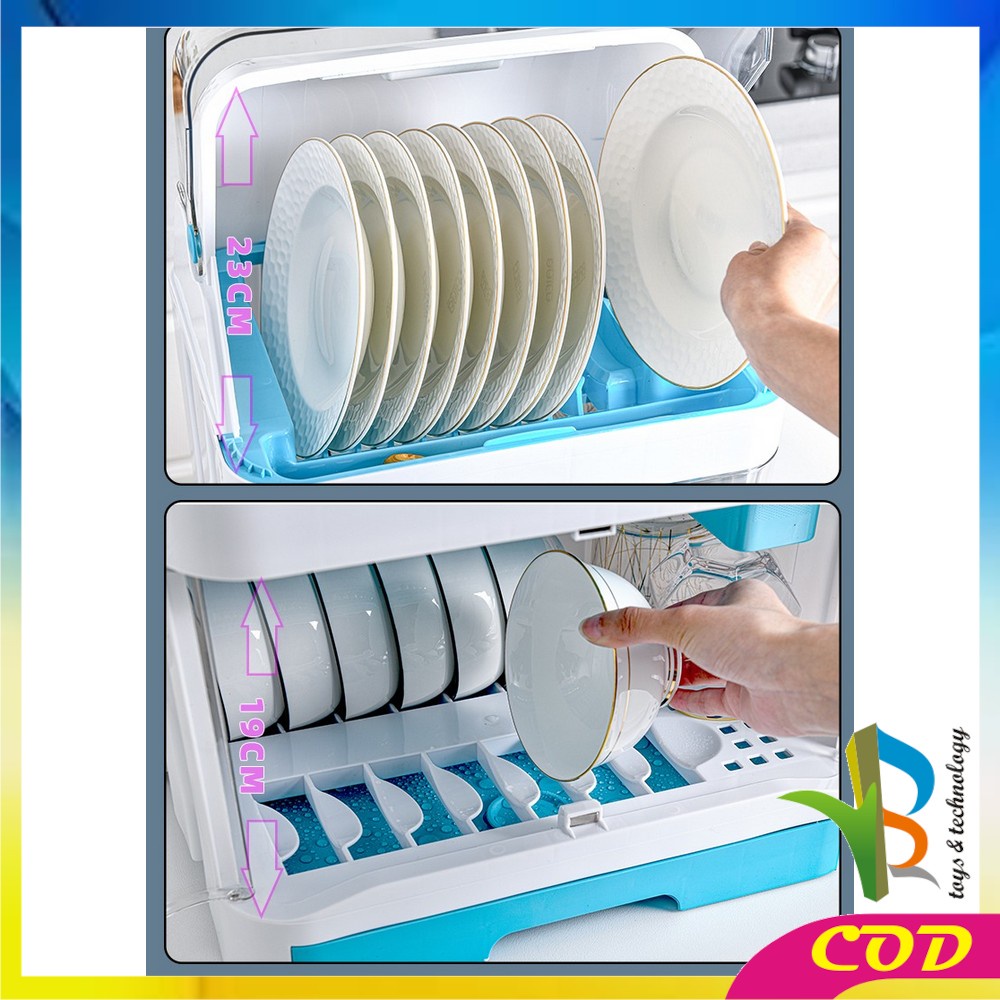 RB-C266 Rak Piring Lemari 2 Susun Plastic Dish Rack Rak Pengering Piring Tempat Piring Rak Dapur