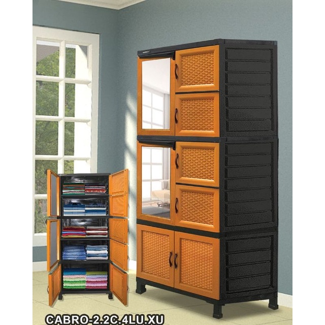 Lemari Plastik Napolly Rotan 5 susun Pakai Cermin