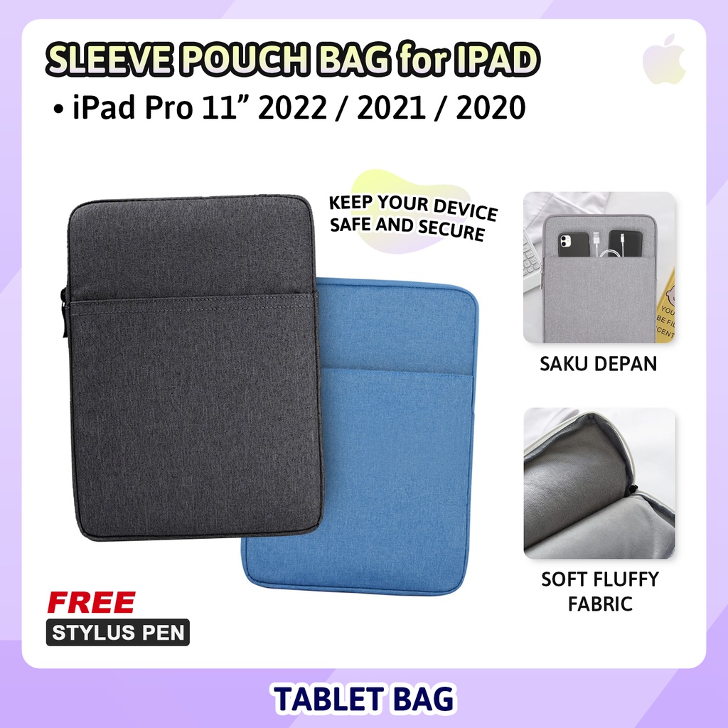 iPad Pro 11 2022 2021 2020 2018 M1 M2 4th 3rd 2nd 1st Tas Tablet Pouch Bag Sarung Case Sleeve Saku D
