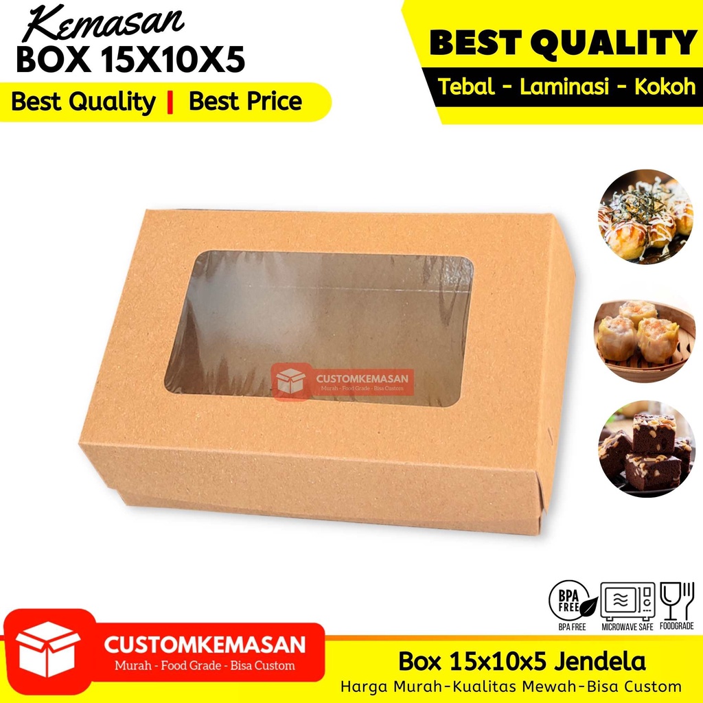 Dus 15x10x5 / Dus Brownies Box 15x10x5 / Kemasan Brownies S 15x10x5 / Box Brownies Jendela Kemasan B