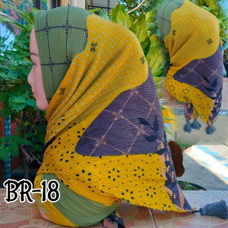 HARGA MURAH SEGIEMPAT PLISKET MOTIF JAMBUL BRANDED / JILBAB SEGIEMPAT PLISKET / SEGIEMPAT PLISKET / 