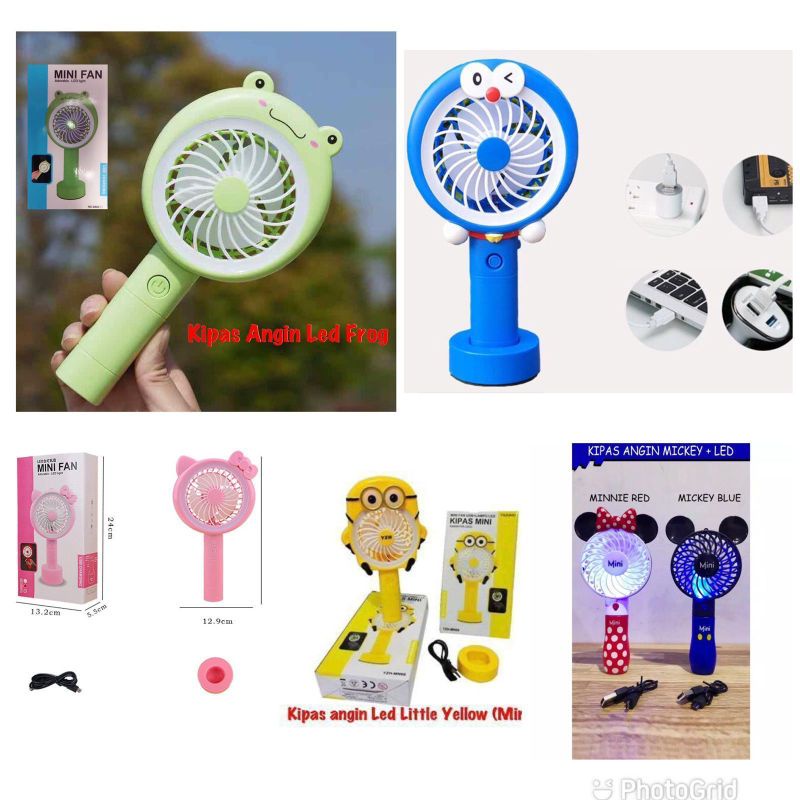 (GAC) Kipas Angin Karakter Portable LED Mini