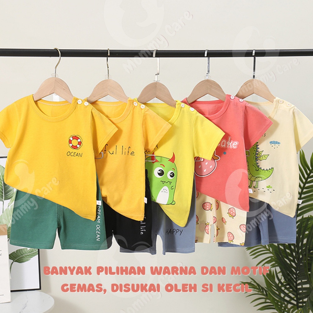 MOMMYCARE SETELAN ANAK BAHAN KAOS LENGAN PENDEK CELANA PENDEK BAJU BAYI LAKI LAKI BAJU BAYI PEREMPUAN STELAN BAYI STELAN ANAK IMPORT KOREA 0 4 TAHUN SETELAN BAYI  #B25 - #B34