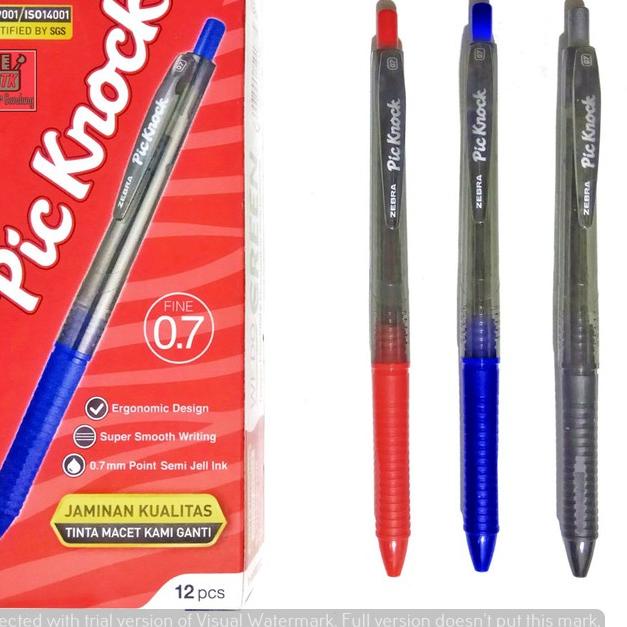 

Hot Sale Pulpen / Pena Semi Gel Zebra Pic Knock 0.7 mm Hitam Biru Merah - Lusinan ツ