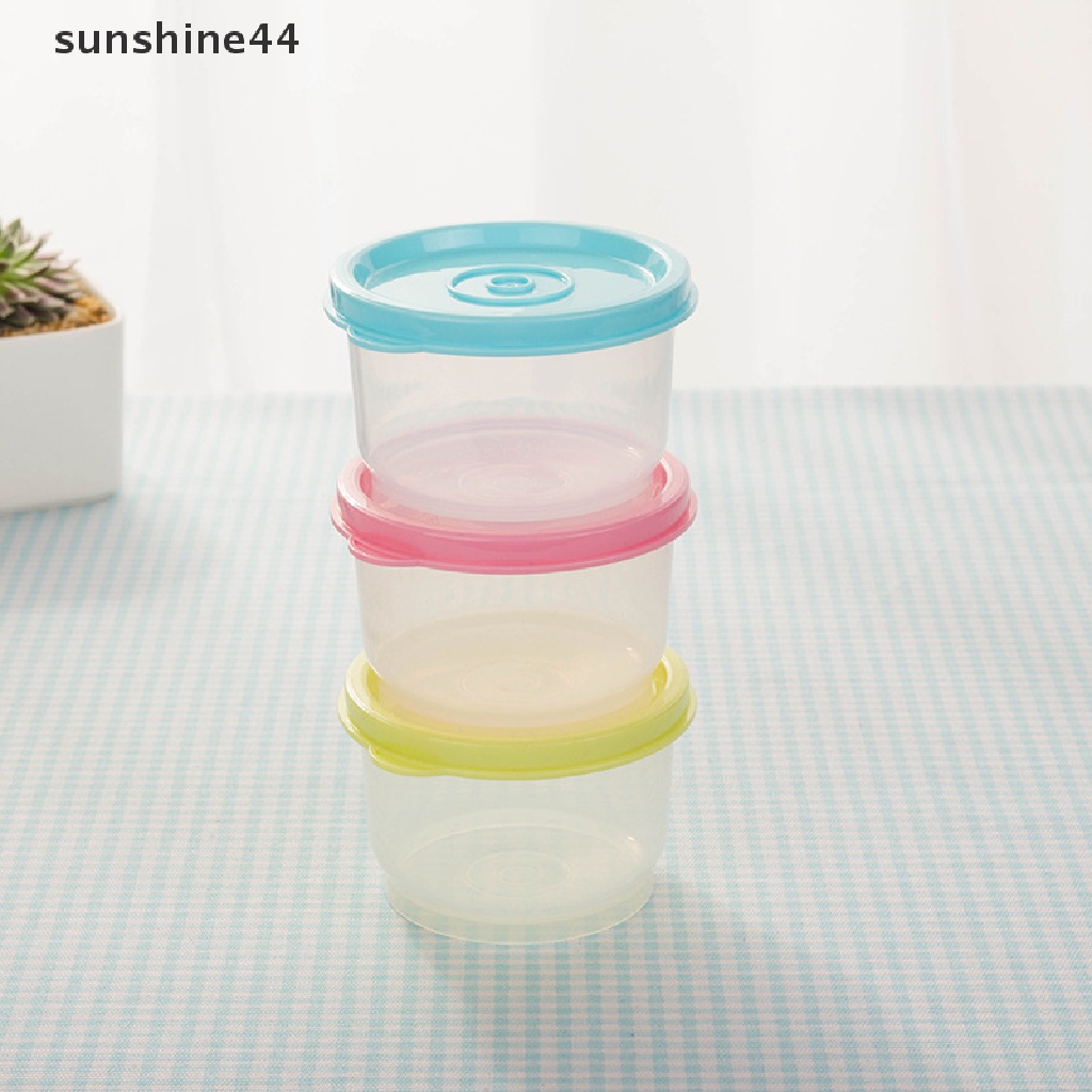 Sunshine Wadah Penyimpanan Makanan Bentuk Bulat Bahan Plastik Bening Ukuran 160ml Dengan Tutup