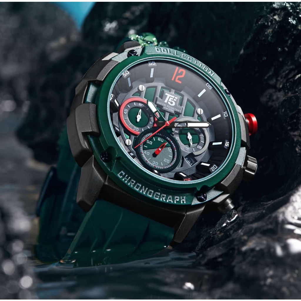 JAM TANGAN T5 H 3926 G ORIGINAL WATERESISTAN/T5 H 3926 G RUBBER STRAP/