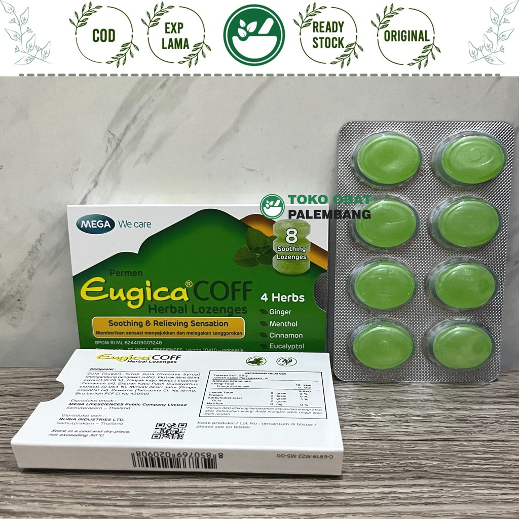 EUGICA COFF HERBAL LOZENGES 8 SOOTHING LOZENGES PERMEN BATUK TENGOROKAN EUGICACOFF MEGA WE CARE