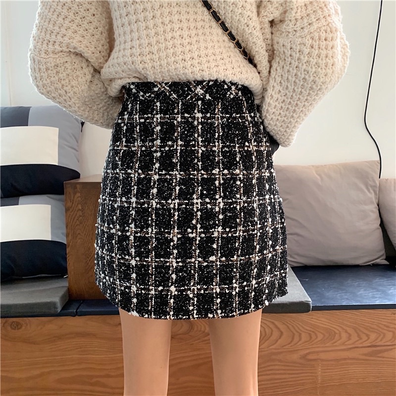 TWEED SKIRT ALINE MINI WANITA ROK PENDEK IMPORT MX553