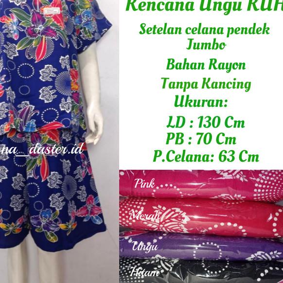 Setelan Daster Kencana Ungu Celana Pendek Jumbo